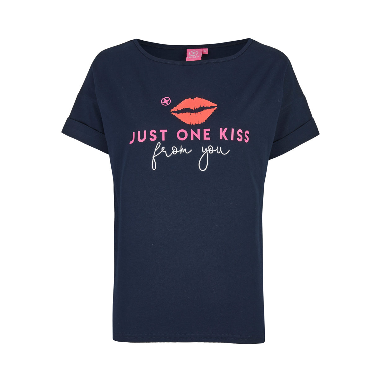 Daniella - T-Shirt mit Just One Kiss from you Print Navy